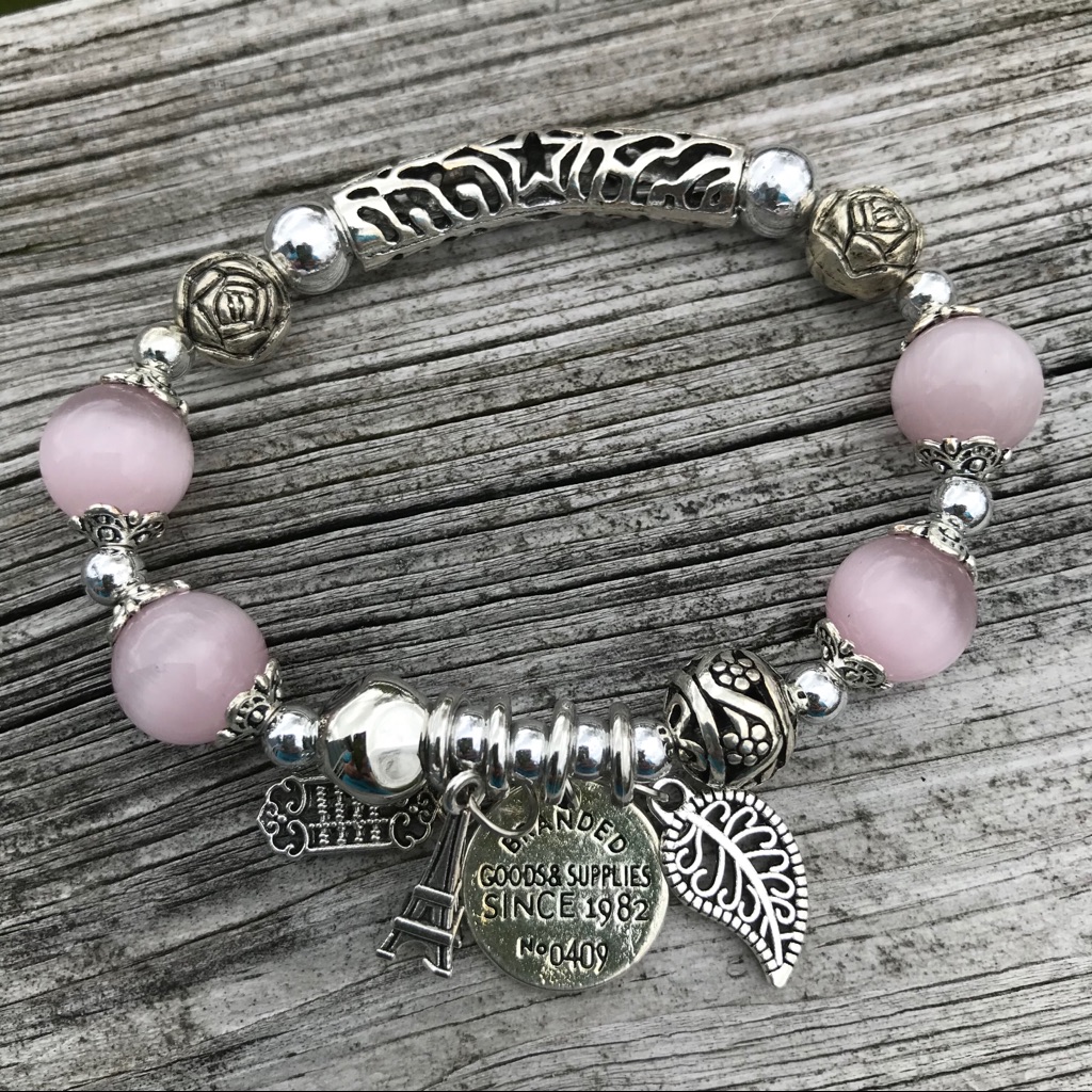 4 For $20 Silver Pink Eiffel Tower Charm Bracelet